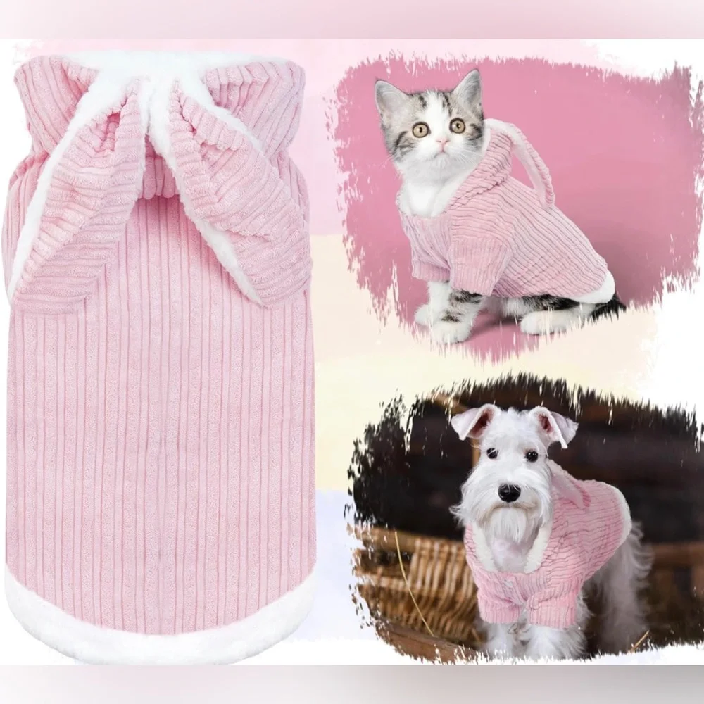 NWT dog bunny costume Dog Cat Ribbed pink with white fleece Halloween costume
